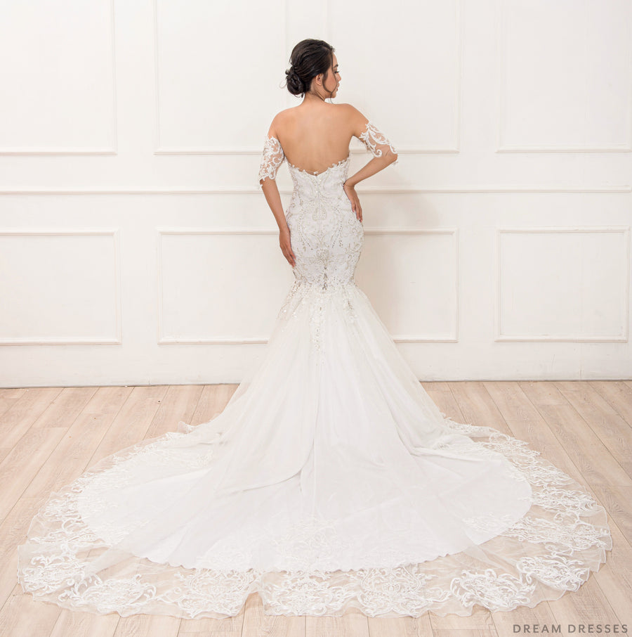 Mermaid Wedding Gown with Rhinestone Crystals (#Miranda) - Dream Dresses by P.M.N.
