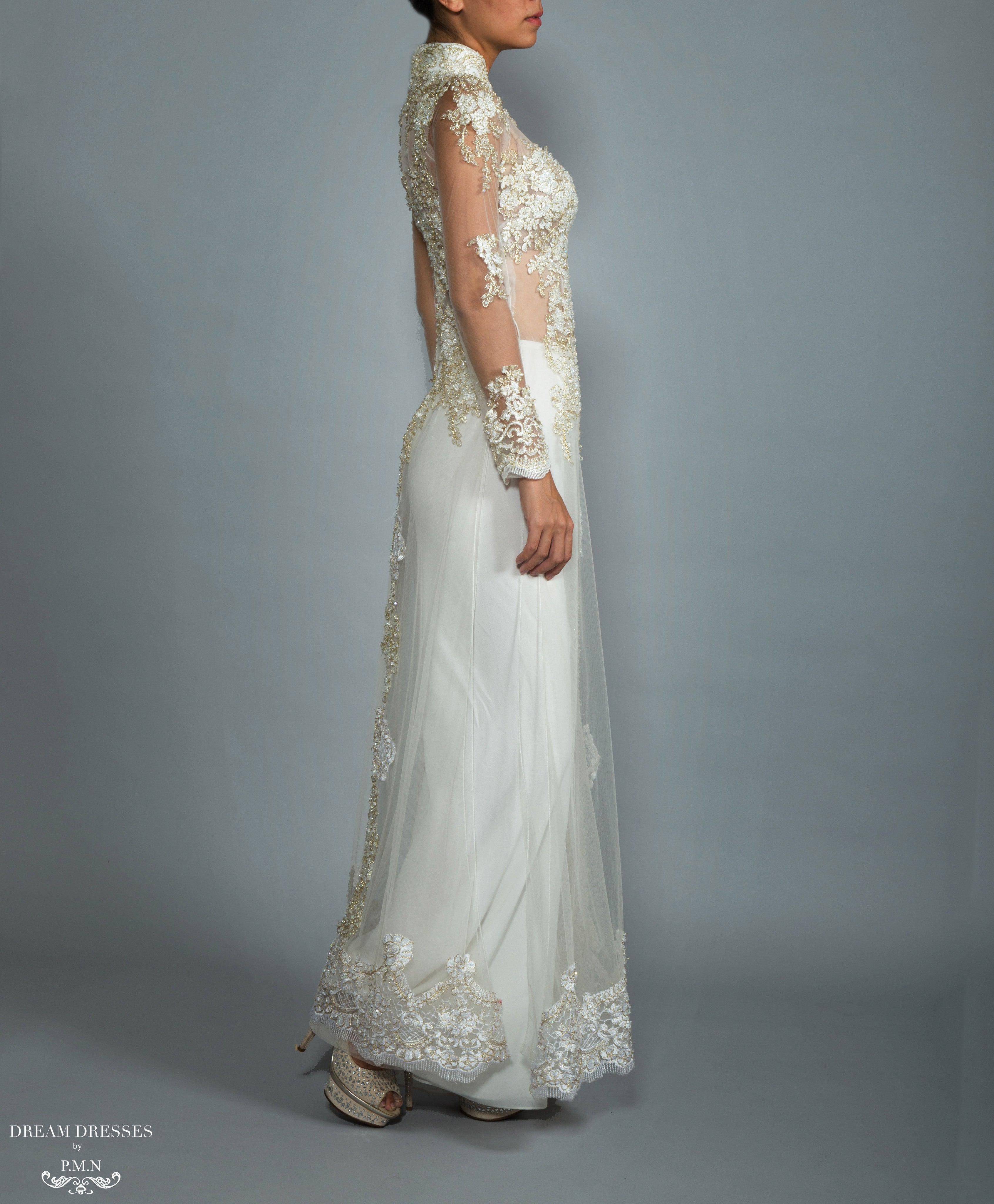 White Bridal Ao Dai | Custom Made Vietnamese Bridal Dress (#NADINE)