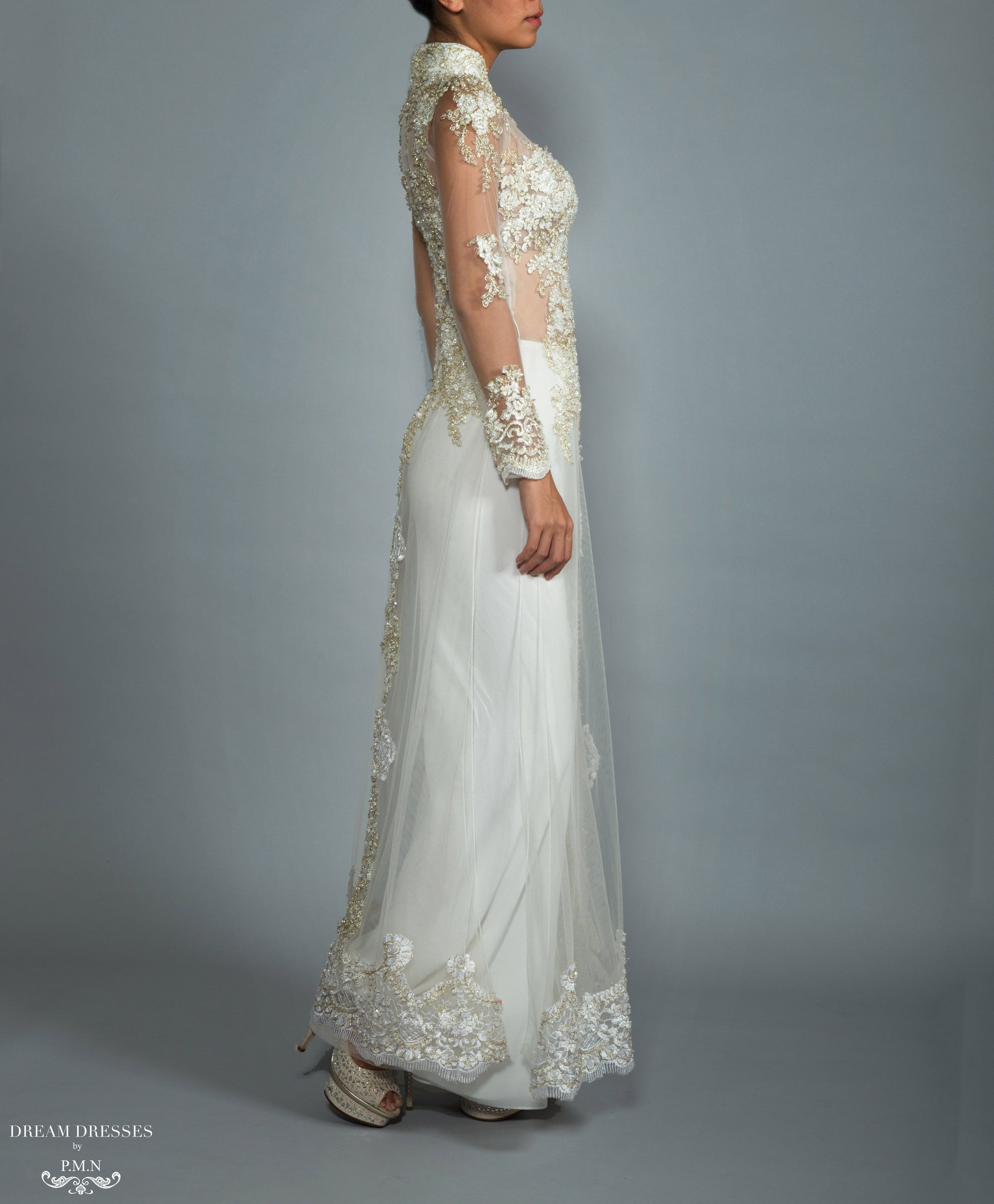 White Bridal Ao Dai | Custom Made Vietnamese Bridal Dress (#NADINE) - Dream Dresses by P.M.N.