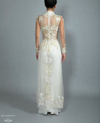 White Bridal Ao Dai | Custom Made Vietnamese Bridal Dress (#NADINE) - Dream Dresses by P.M.N.