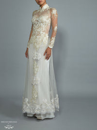 White Bridal Ao Dai | Custom Made Vietnamese Bridal Dress (#NADINE) - Dream Dresses by P.M.N.