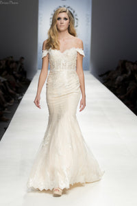 SAMPLE SALE/ Couture Lace Mermaid Wedding Dress With Removable Off Shoulder (#SS16102) - Dream Dresses by P.M.N
 - 3