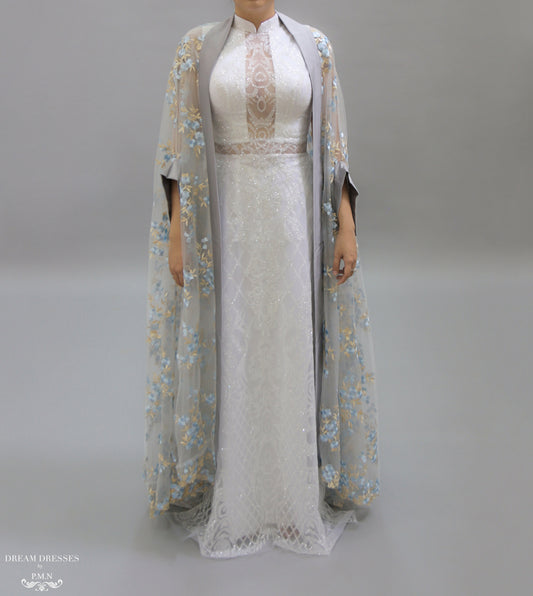 Floor Length Bridal Cape (#NAHLA) - Dream Dresses by P.M.N.