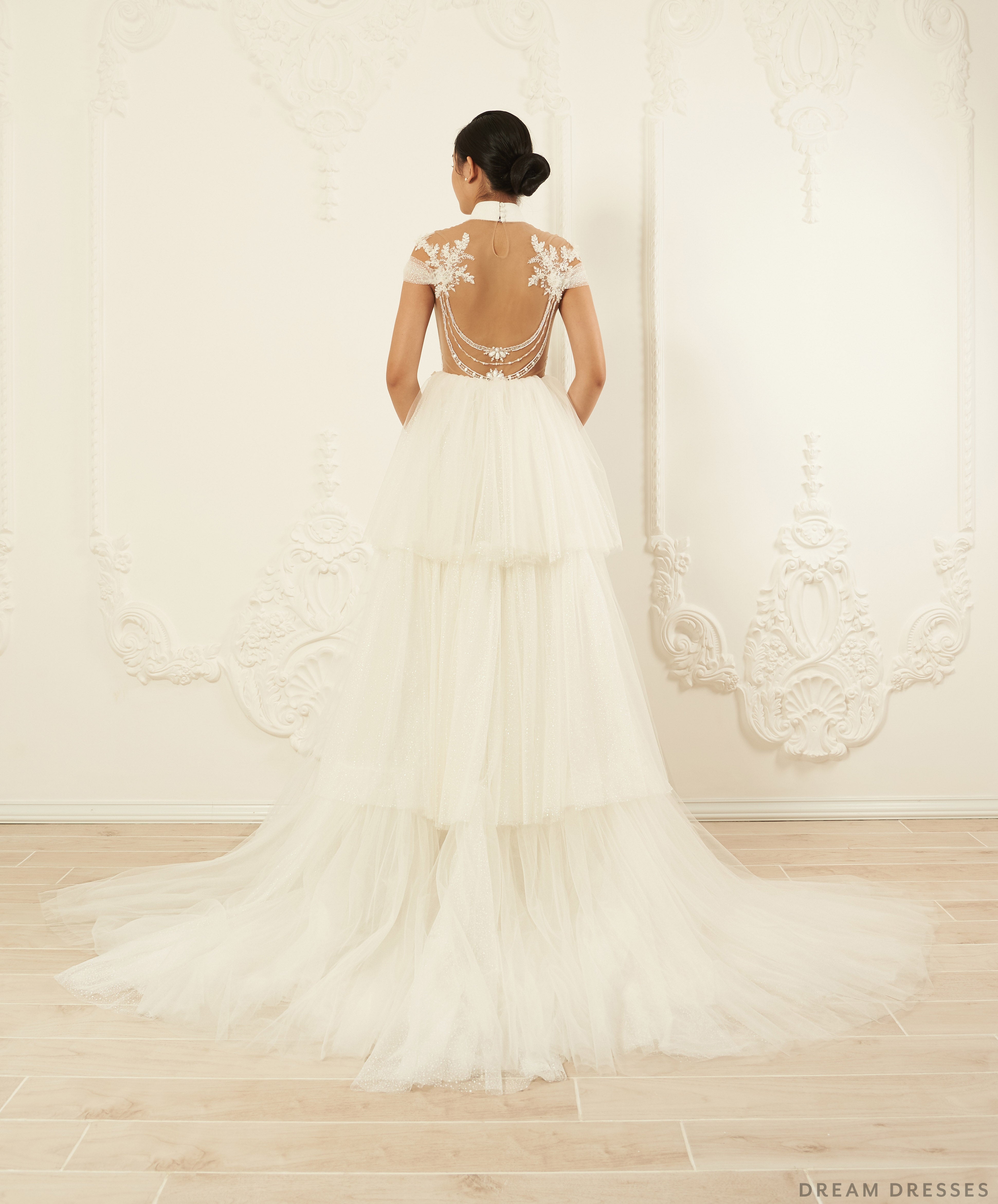 Detachable Tiered Bridal Overskirt (# Nellie)