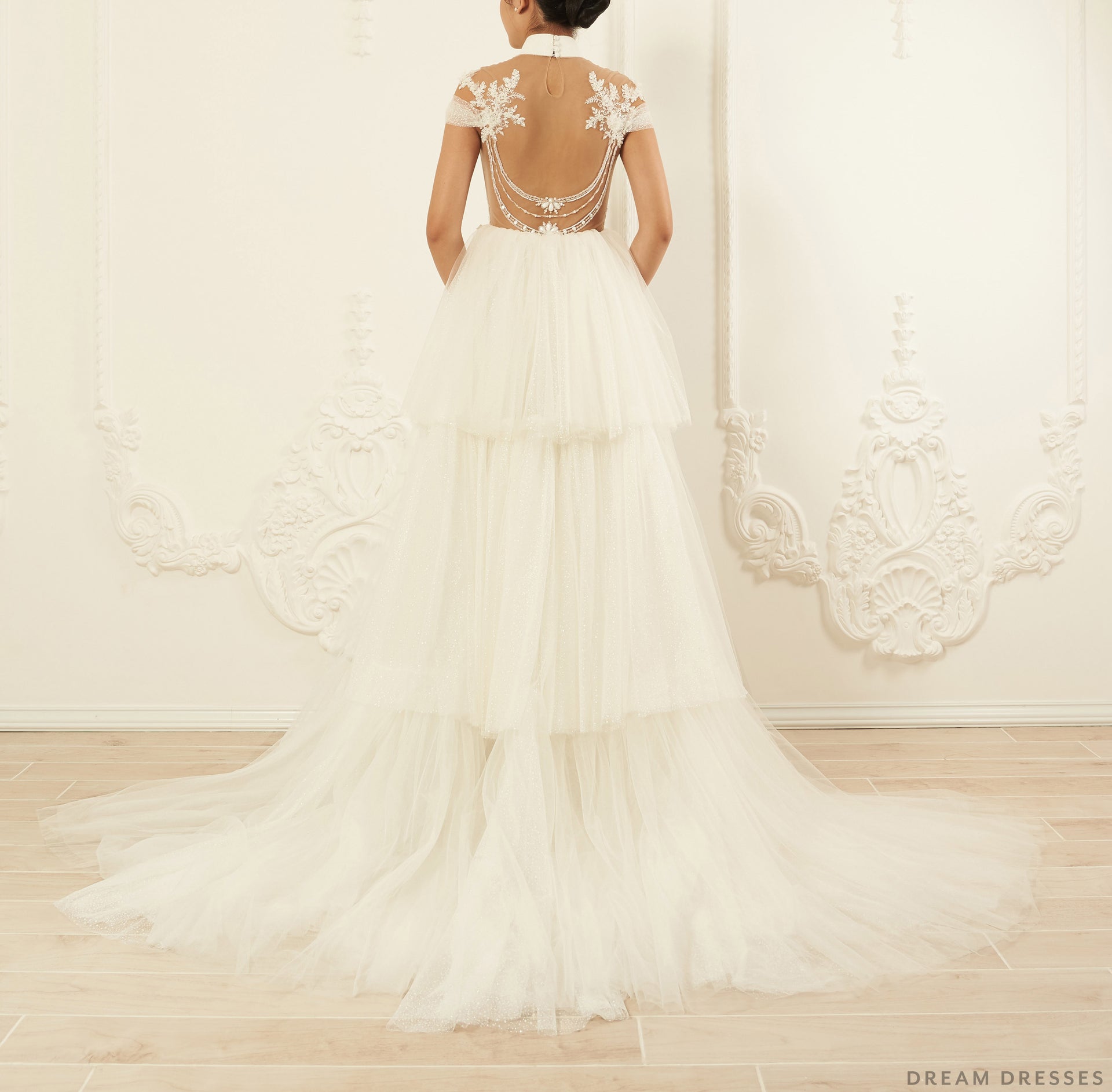 Detachable Tiered Bridal Overskirt (# Nellie) - Dream Dresses by P.M.N.