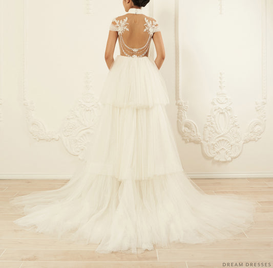 Detachable Tiered Bridal Overskirt (# Nellie) - Dream Dresses by P.M.N.