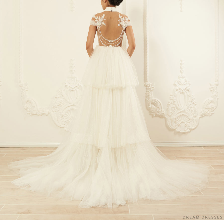 Detachable Tiered Bridal Overskirt (# Nellie) - Dream Dresses by P.M.N.