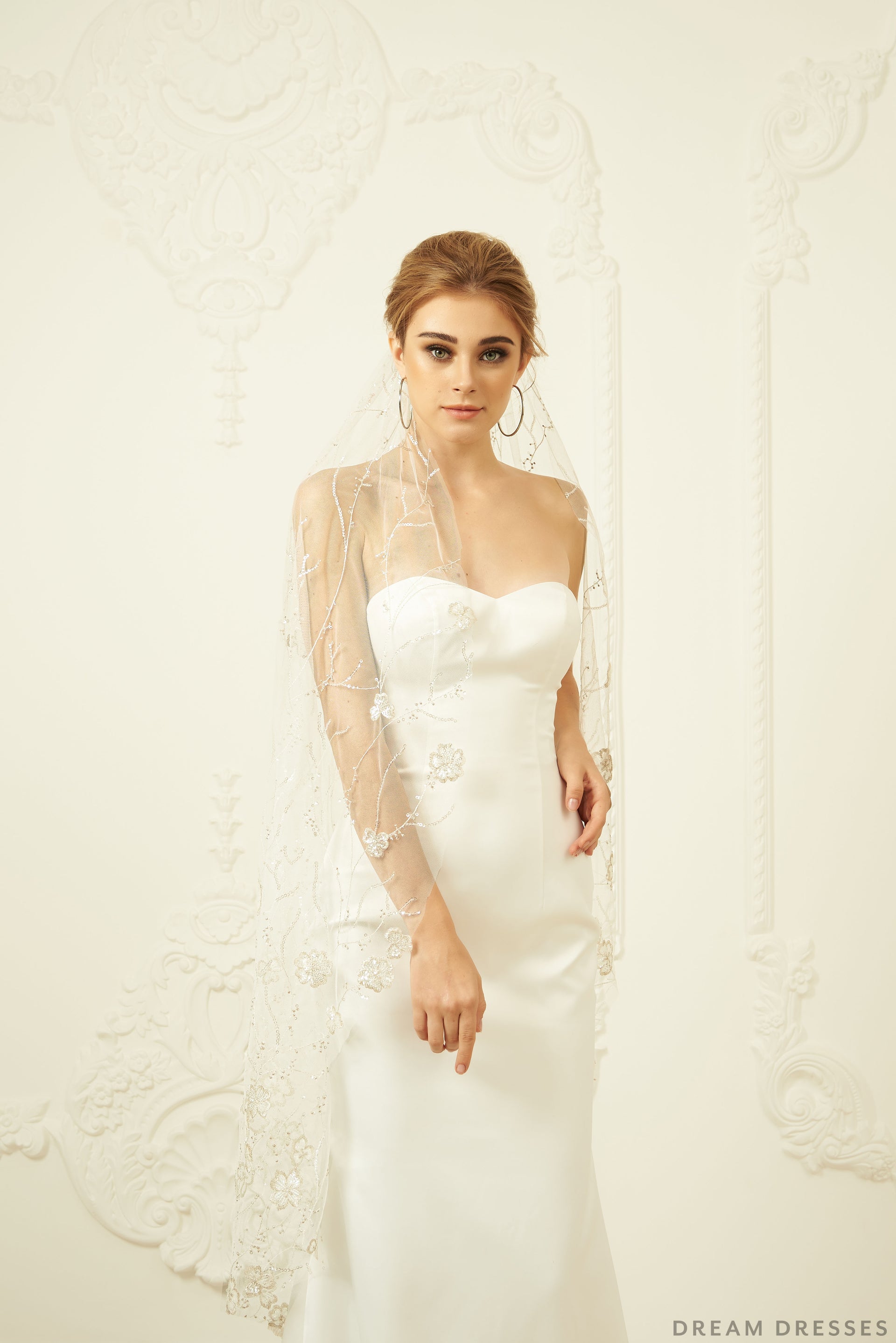 Sequin Lace Bridal Veil (#Novah) - Dream Dresses by P.M.N.