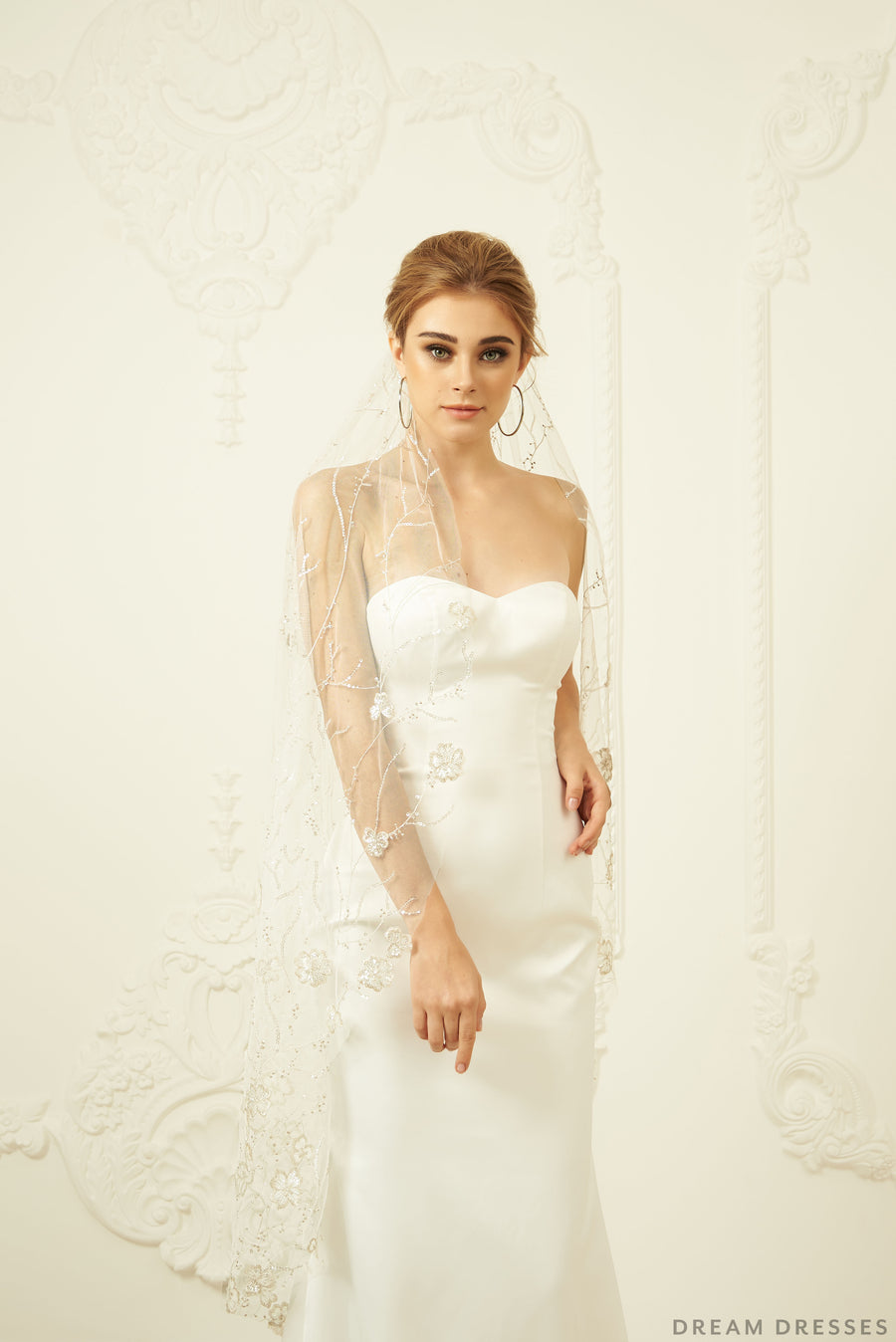 Sequin Lace Bridal Veil (#Novah) - Dream Dresses by P.M.N.