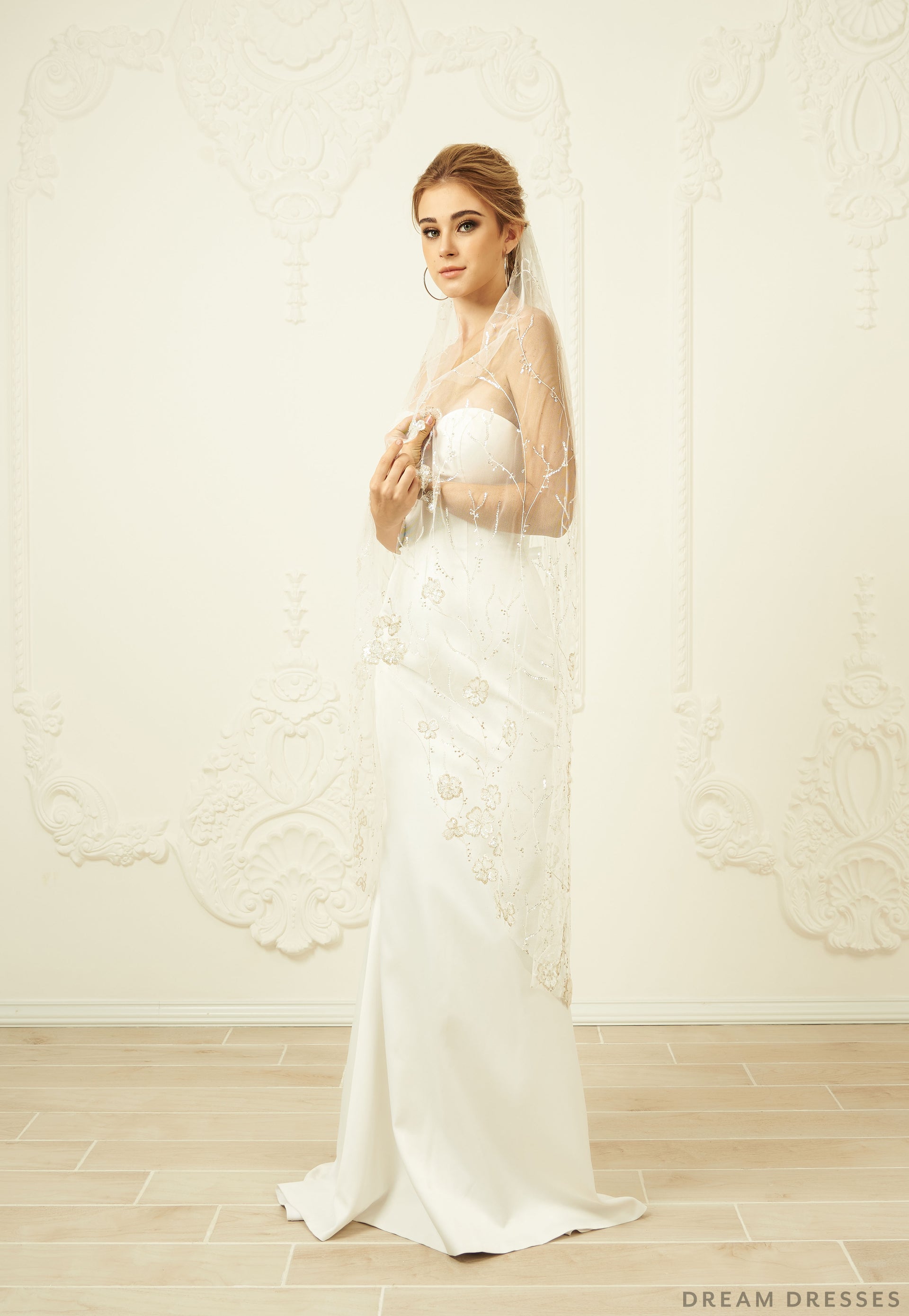 Sequin Lace Bridal Veil (#Novah) - Dream Dresses by P.M.N.