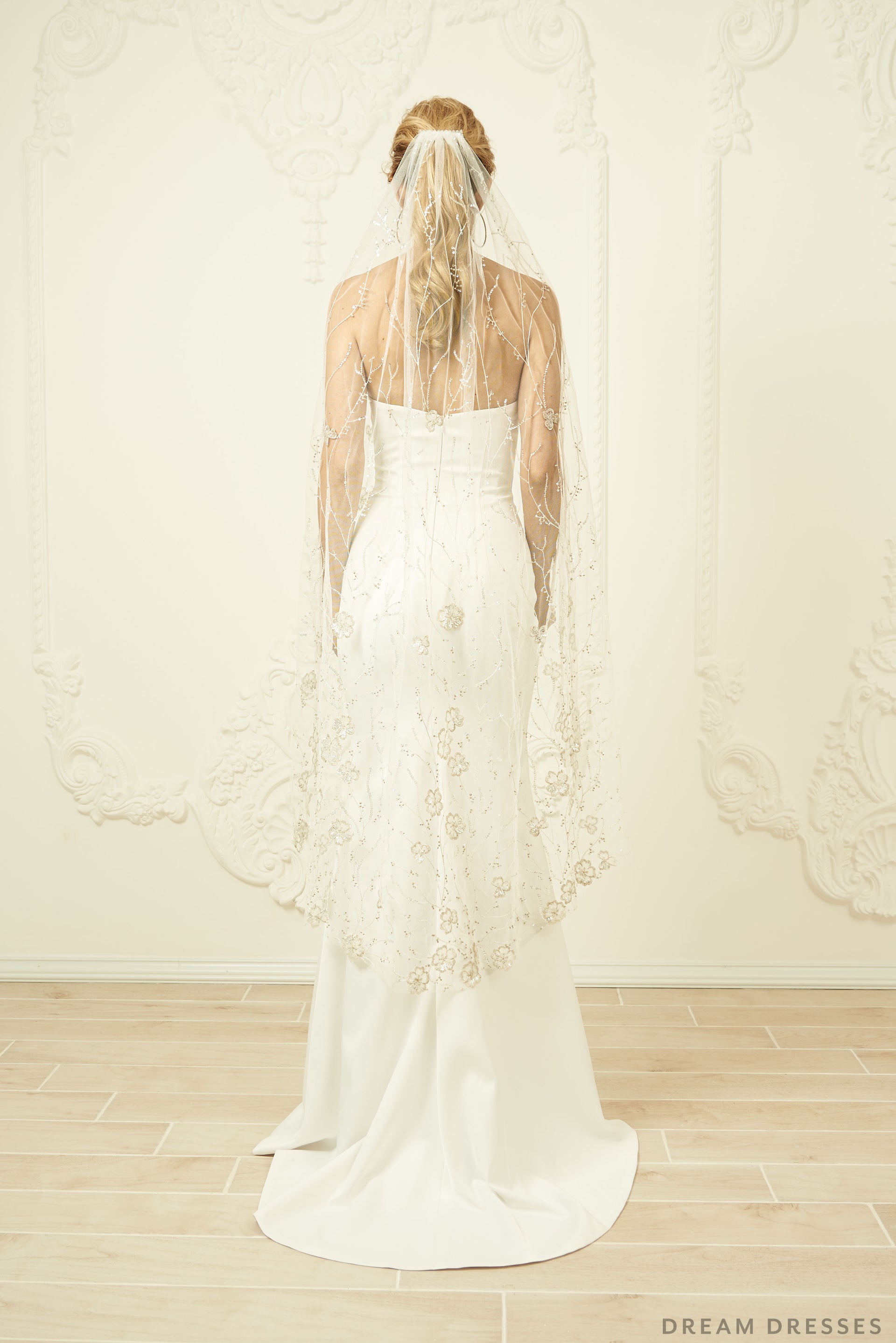 Sequin Lace Bridal Veil (#Novah) - Dream Dresses by P.M.N.