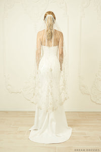 Sequin Lace Bridal Veil (#Novah) - Dream Dresses by P.M.N.