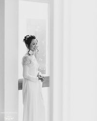 White Bridal Ao Dai | Vietnamese Bridal Dress with Embellishment (#ODILE) - Dream Dresses by P.M.N.