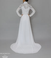 White Bridal Ao Dai | Vietnamese Bridal Dress with Embellishment (#ODILE) - Dream Dresses by P.M.N.
