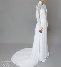 White Bridal Ao Dai | Vietnamese Bridal Dress with Embellishment (#ODILE) - Dream Dresses by P.M.N.