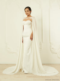 Off Shoulder Chiffon Bridal Cape (#ORVA) - Dream Dresses by P.M.N.