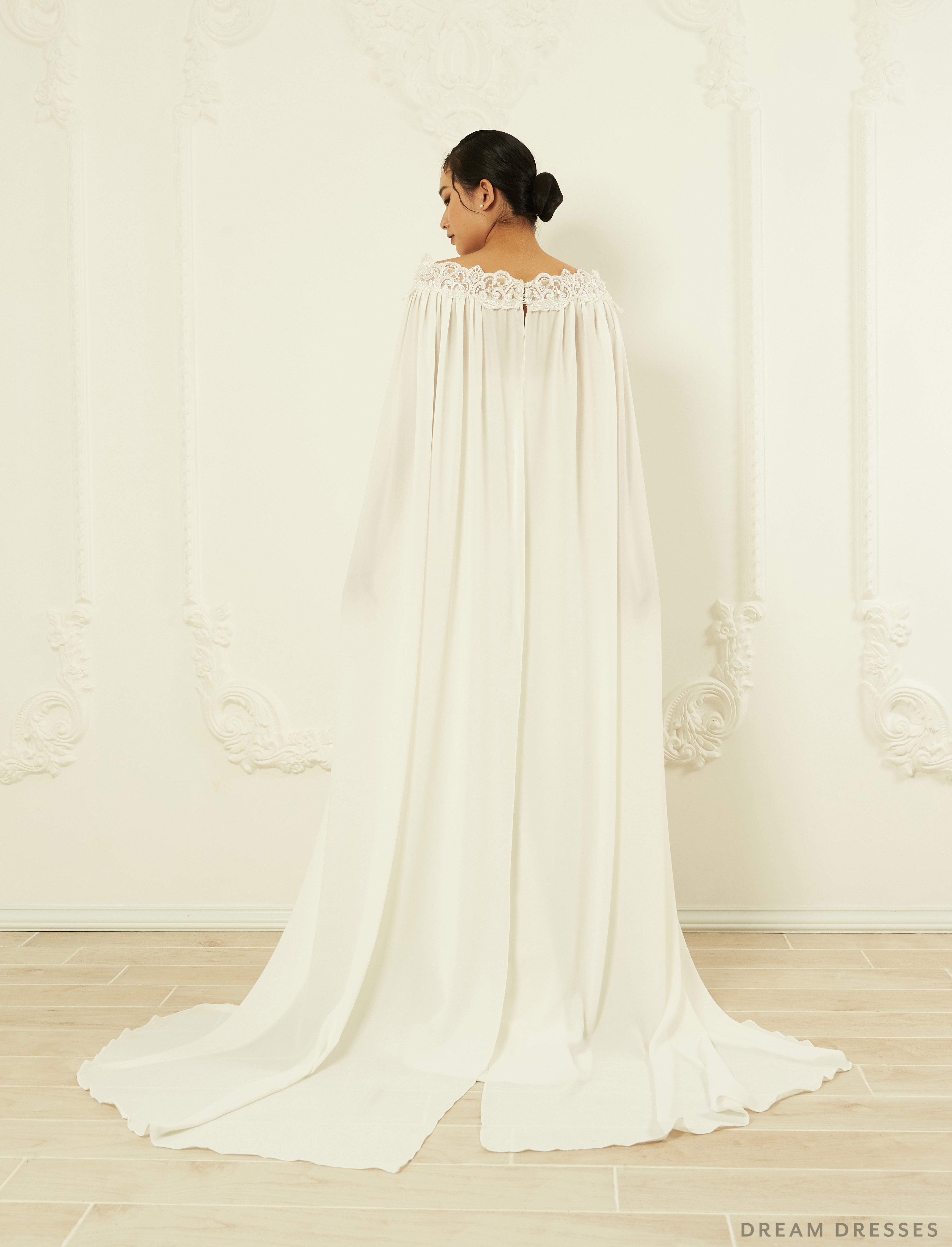 Off Shoulder Chiffon Bridal Cape (#ORVA)