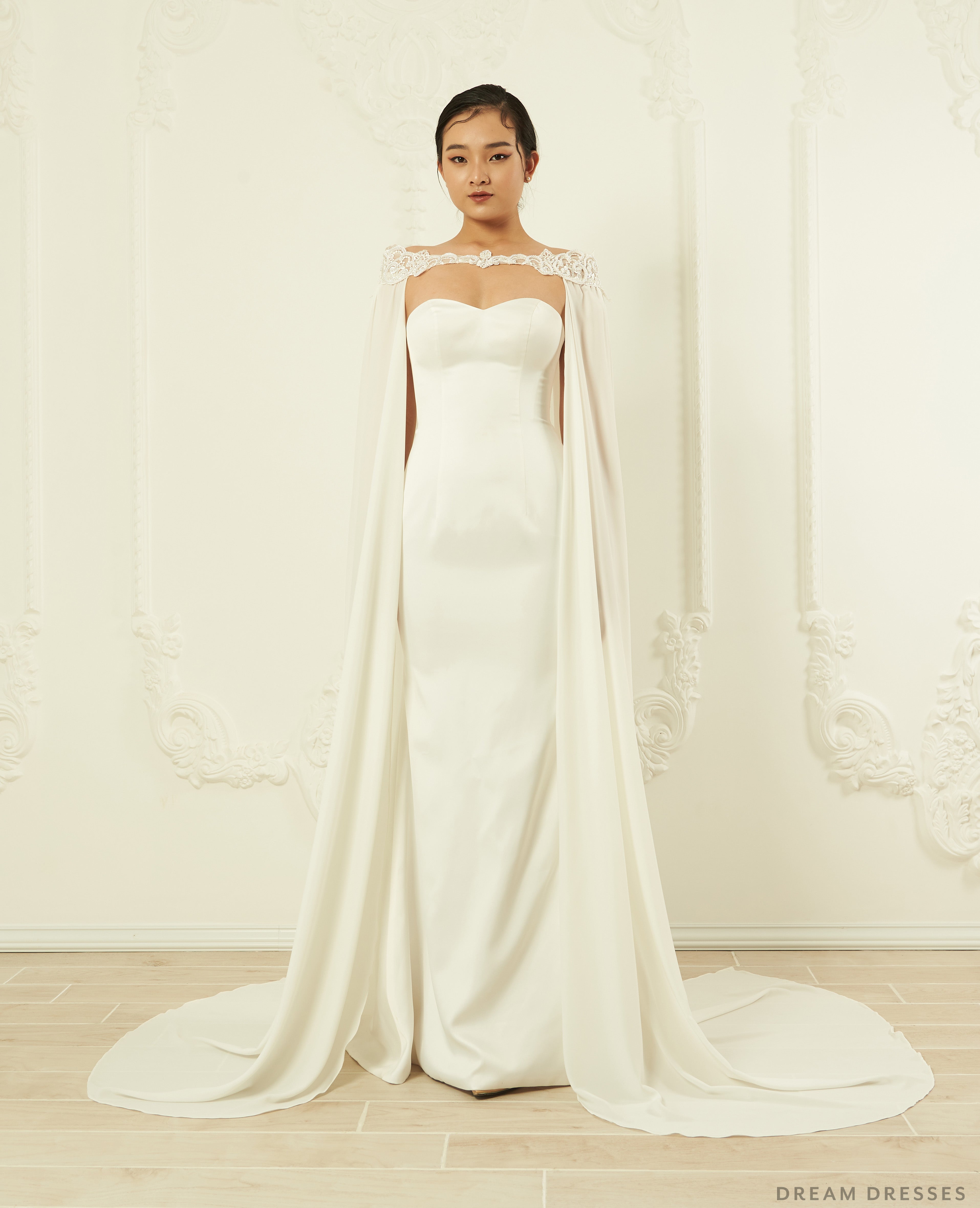 Off Shoulder Chiffon Bridal Cape (#ORVA)