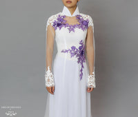 White and Purple Ao Dai | Beaded Lace Vietnamese Bridal Dress (#OCTAVIA) - Dream Dresses by P.M.N.