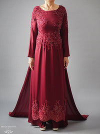Burgundy Ao Dai | Vietnamese Bridal Dress with Embellishment (#PAPHOS) - Dream Dresses by P.M.N.