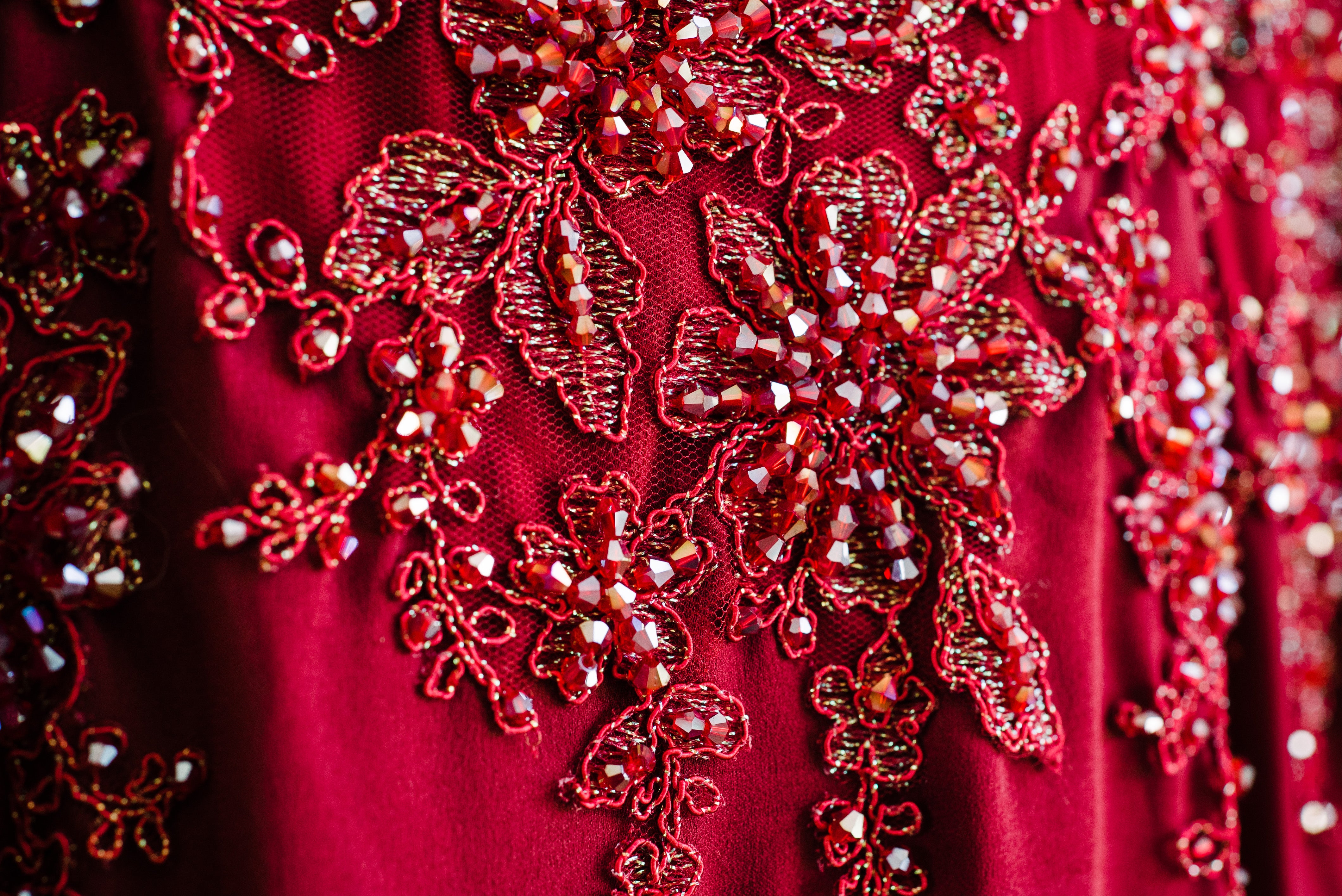 Burgundy Ao Dai | Vietnamese Bridal Dress with Embellishment (#PAPHOS)