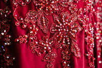 Burgundy Ao Dai | Vietnamese Bridal Dress with Embellishment (#PAPHOS) - Dream Dresses by P.M.N.
