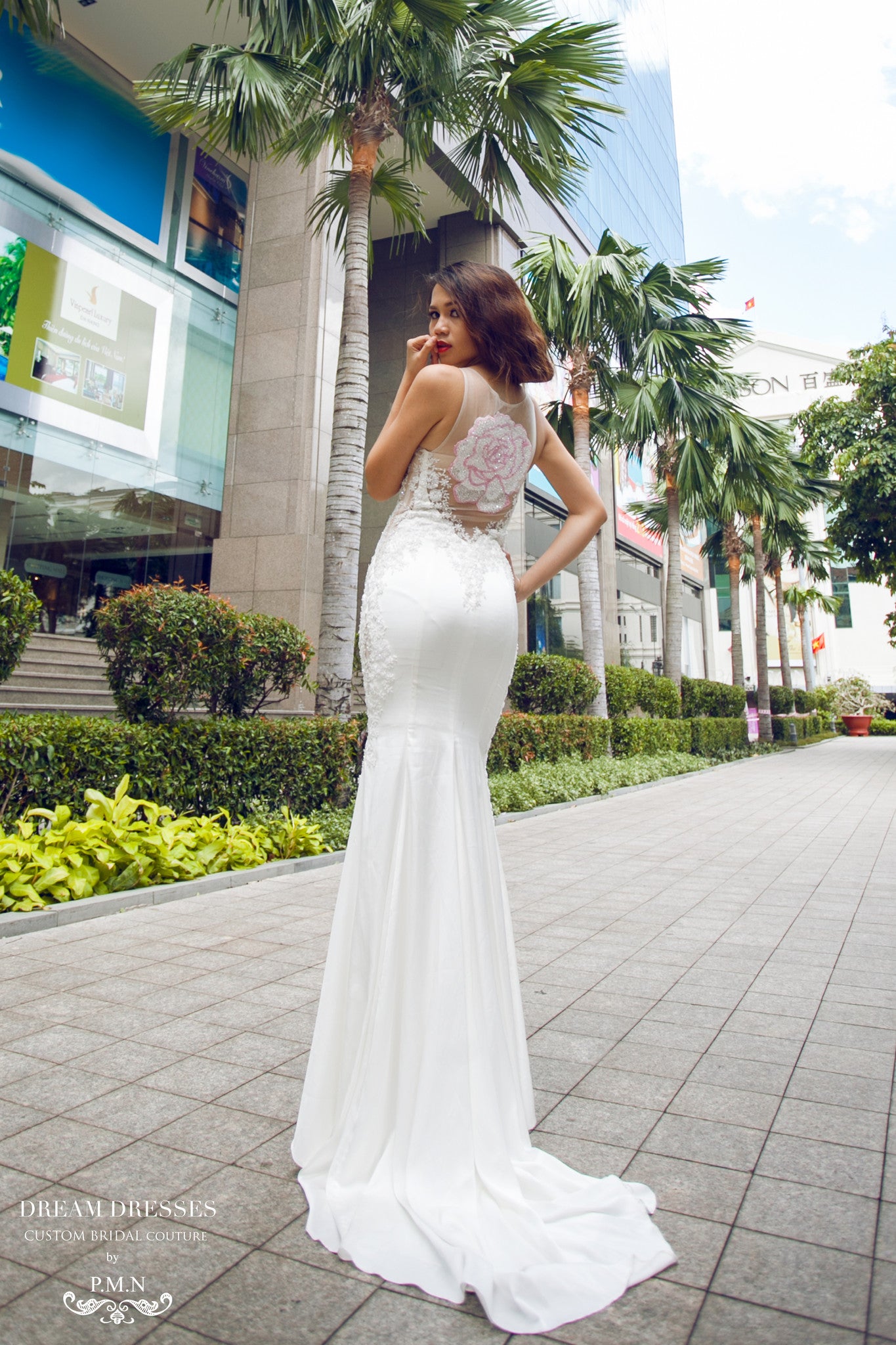 Couture Silk Gown with Embroidery and Hand Beading (Style #PB068) - Dream Dresses by P.M.N
 - 4
