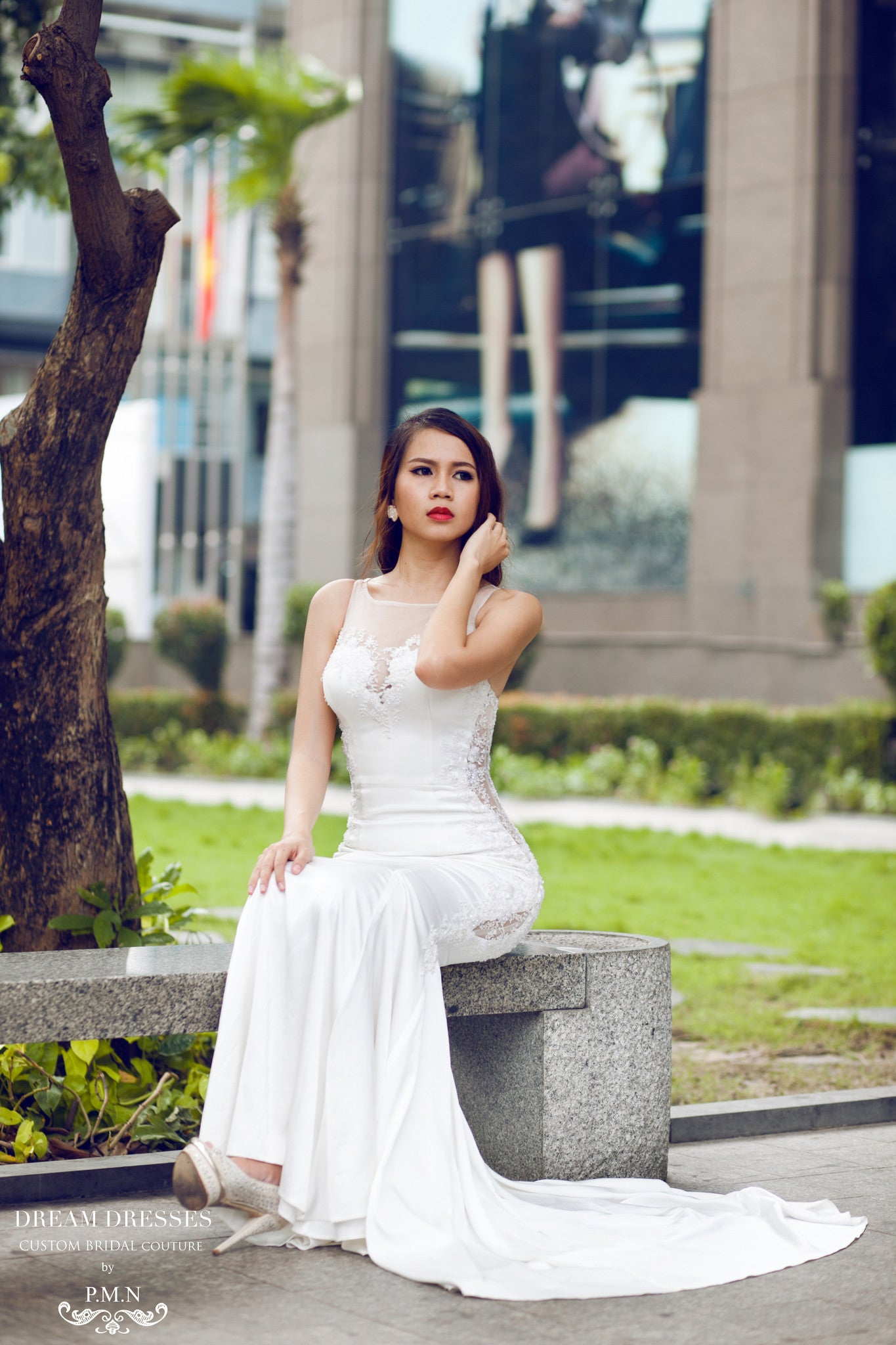 Couture Silk Gown with Embroidery and Hand Beading (Style #PB068) - Dream Dresses by P.M.N
 - 5