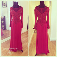Red AO Dai-Custom Made Vietnamese Traditional Bridal Dress with All Over Hand-Beading (#PB105) - Dream Dresses by P.M.N
 - 2
