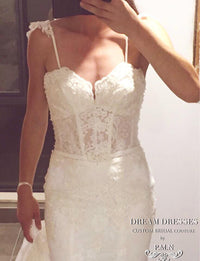 Custom Made Sweetheart Lace Mermaid Wedding Dress With Removable Straps (Style # Krystal PB120) - Dream Dresses by P.M.N
 - 6