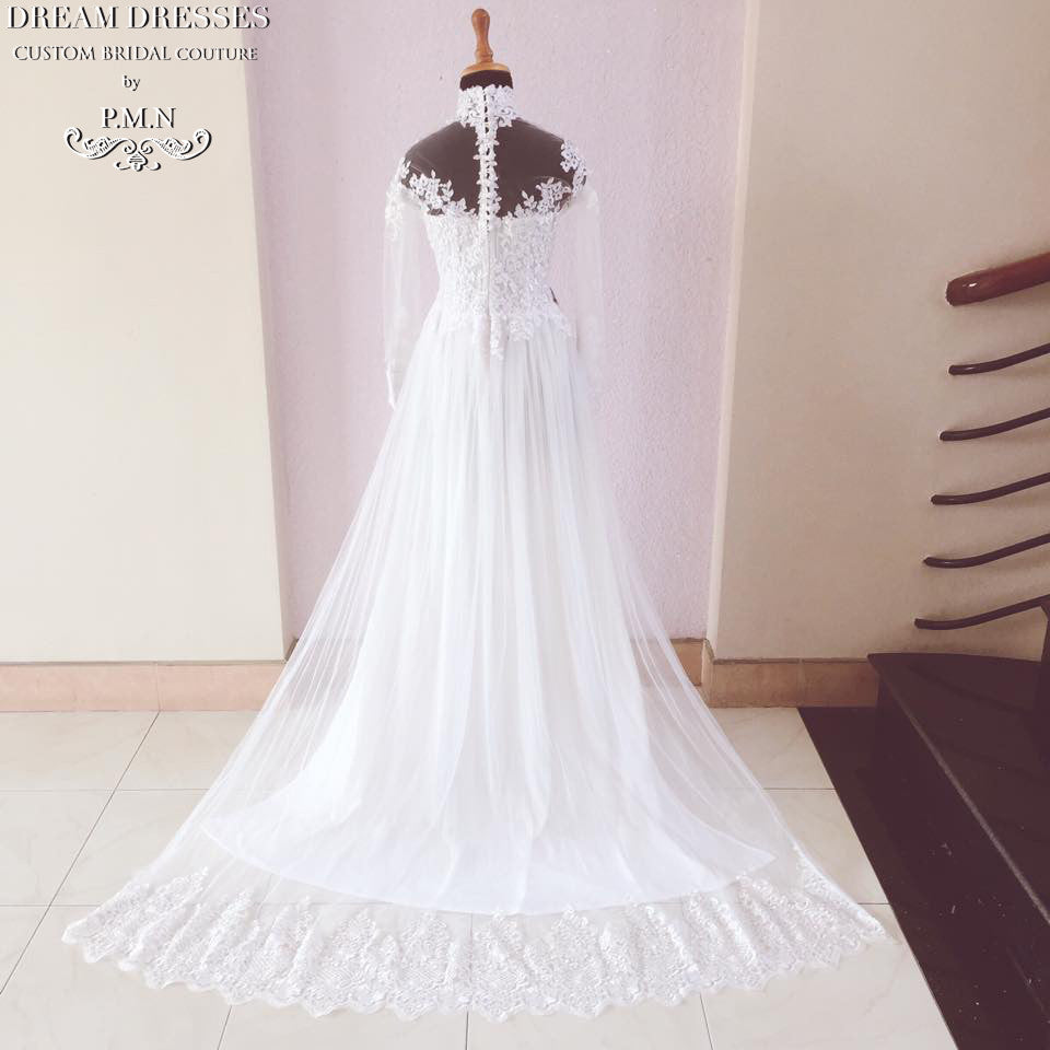 White Bridal Ao Dai | Custom Made Vietnamese Traditional Bridal Dress (#SIERRA)