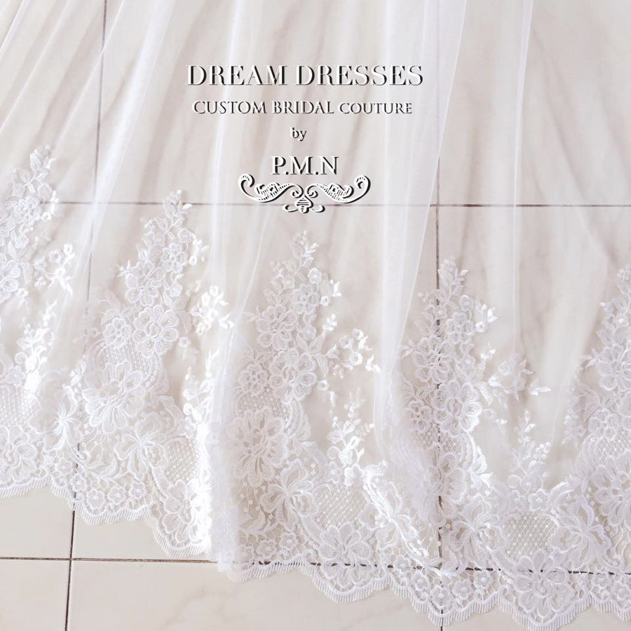 Couture Bridal Detachable Cathedral Tulle Train (#PB127)-Made To Order - Dream Dresses by P.M.N
 - 3
