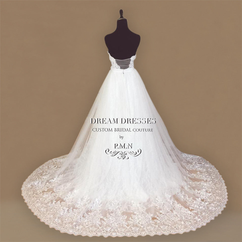 SAMPLE SALE/ Detachable Ball Gown Skirt With Chapel Train (Style #PB162)