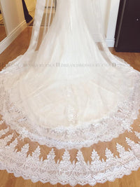 One Tier Rounded Cathedral 9.8 Ft Veil With Lace Appliqué Edge (#PB146) - Dream Dresses by P.M.N
 - 2