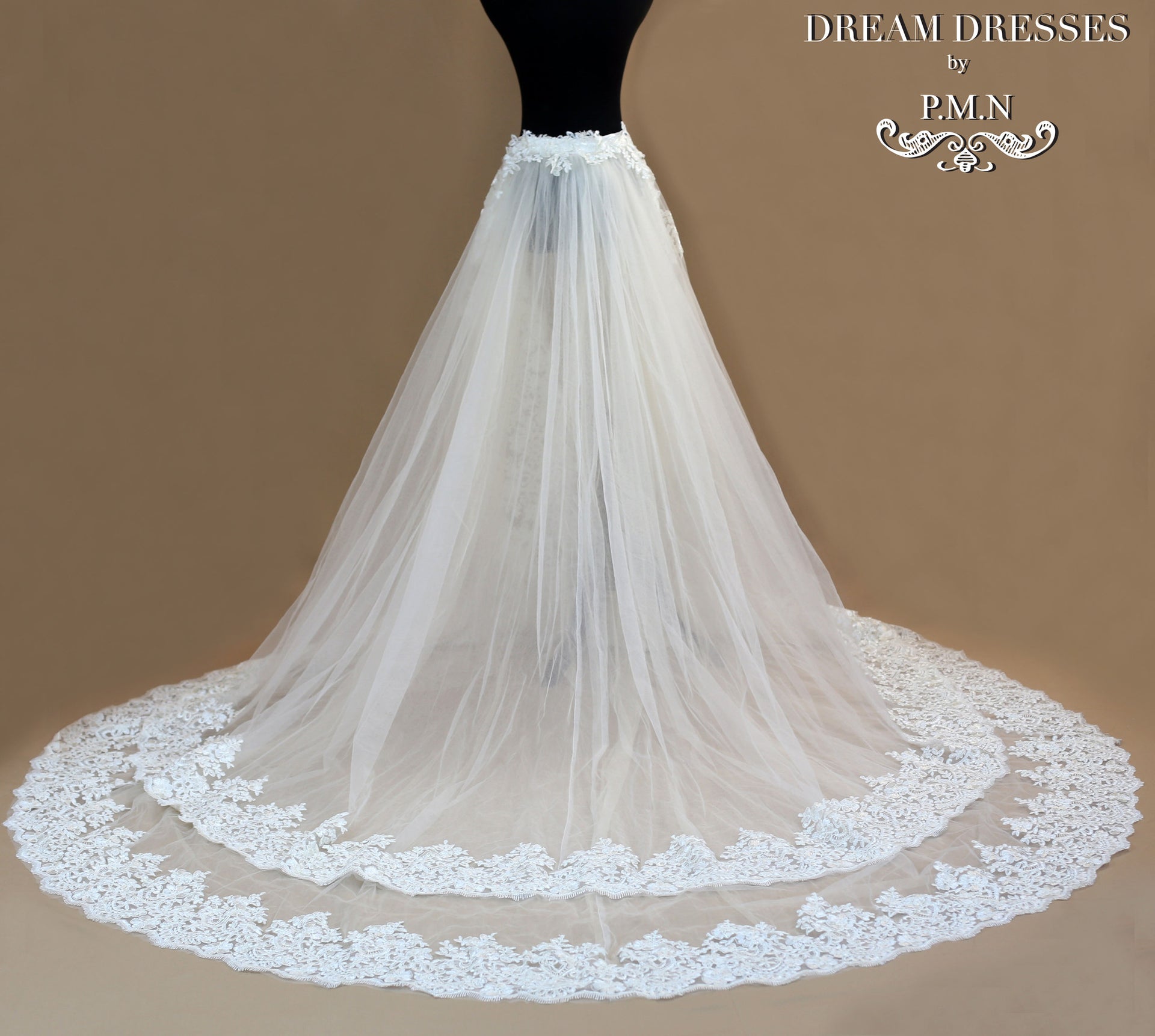 Bridal Detachable Cathedral Train With Two Layers of Lace Appliqué (Style #ANGIE PB153) - Dream Dresses by P.M.N
 - 3