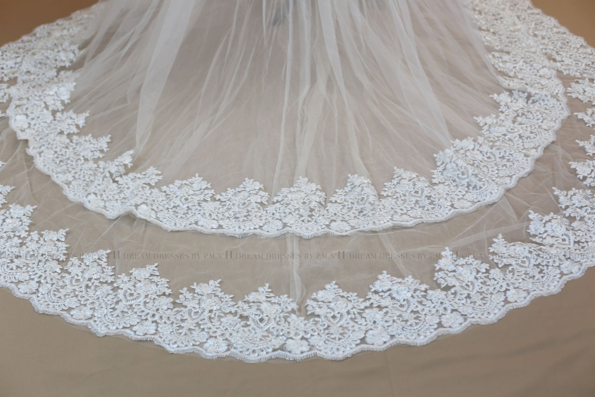 Bridal Detachable Cathedral Train With Two Layers of Lace Appliqué (Style #ANGIE PB153) - Dream Dresses by P.M.N
 - 1