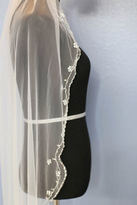 Hand Beaded Bridal Veil Hip Length (Style #PB180) - Dream Dresses by P.M.N
 - 8
