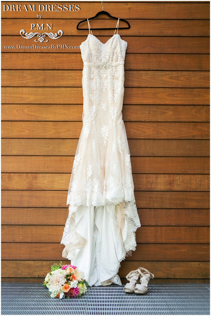 Blush Pink & Ivory Mermaid Wedding Dress - McKenzie PB240 Blush Pink & Ivory Mermaid Wedding Dress - McKenzie PB240