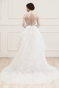 White Bridal Ao Dai | Modern Vietnamese Lace Bridal Dress (#PAIGE) - Dream Dresses by P.M.N.