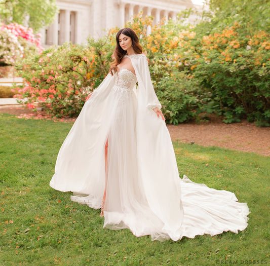 Rhinestone Crystal Bridal Cape (#AILE) - Dream Dresses by P.M.N.