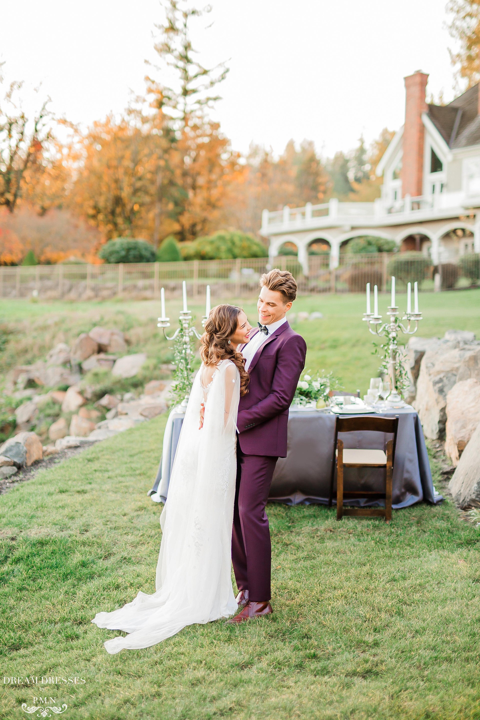Chapel Bridal Cape Veil (#VEDA) - Dream Dresses by P.M.N.
