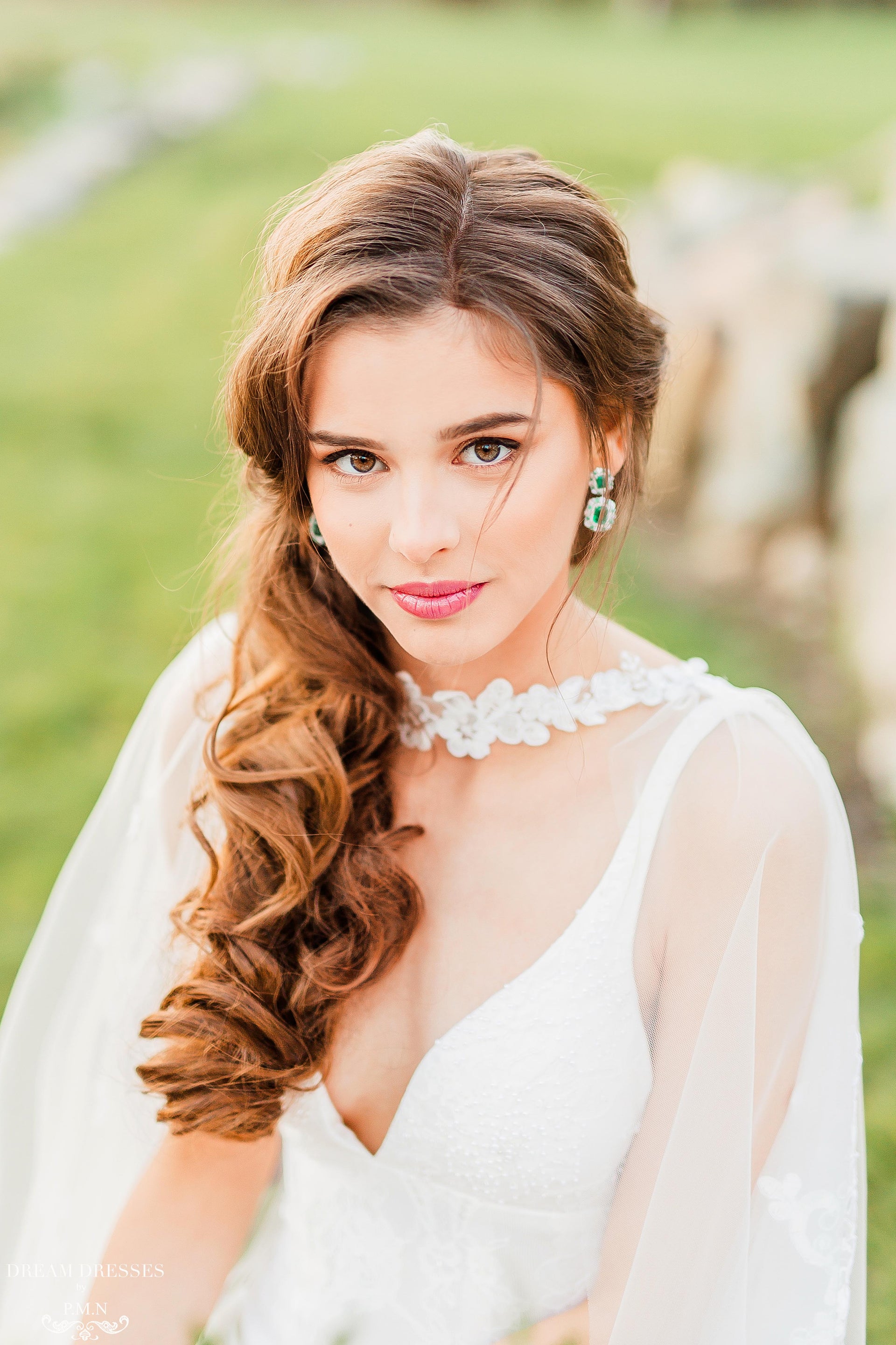 Chapel Bridal Cape Veil (#VEDA) - Dream Dresses by P.M.N.