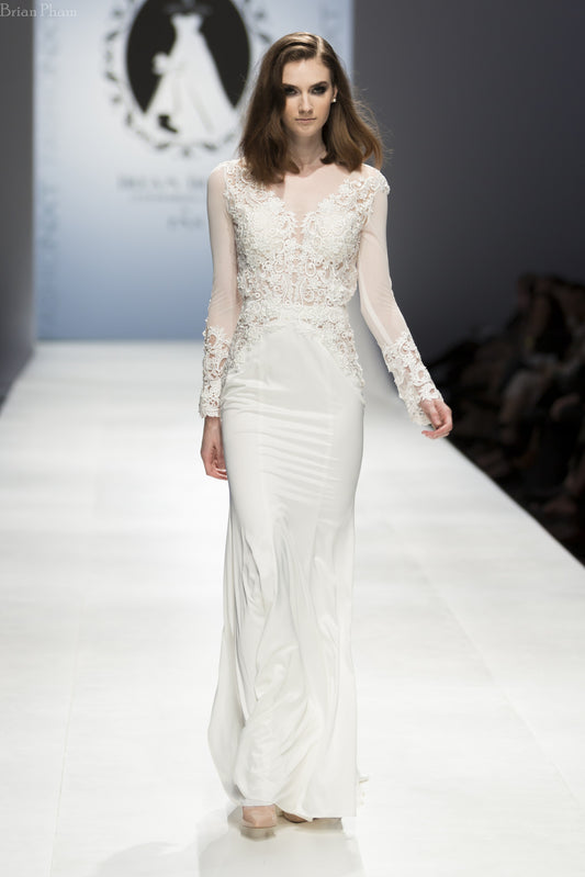 Modern Long Sleeve Wedding Dress (#SS16101) - Dream Dresses by P.M.N
 - 1