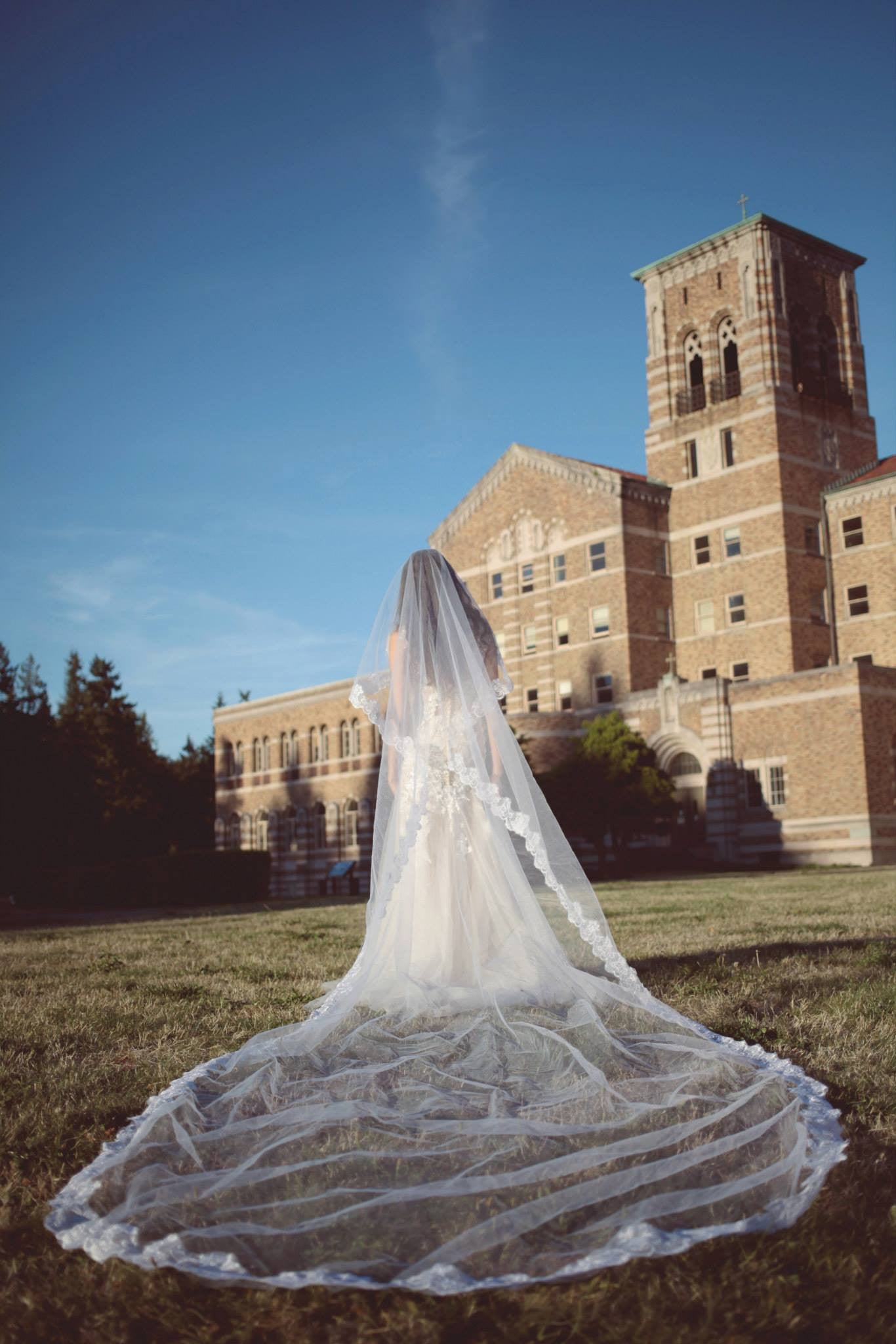 Cathedral Lace Wedding Veil (Style #SS16306) - Dream Dresses by P.M.N
 - 4