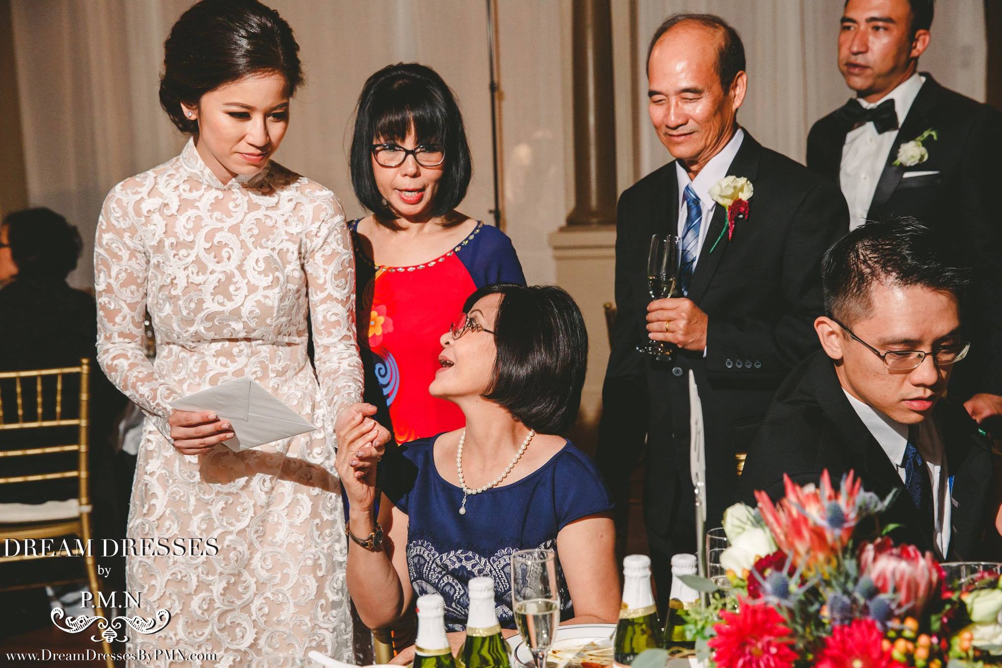 White Bridal Ao Dai | Vietnamese Lace Bridal Dress (#JULIANA)