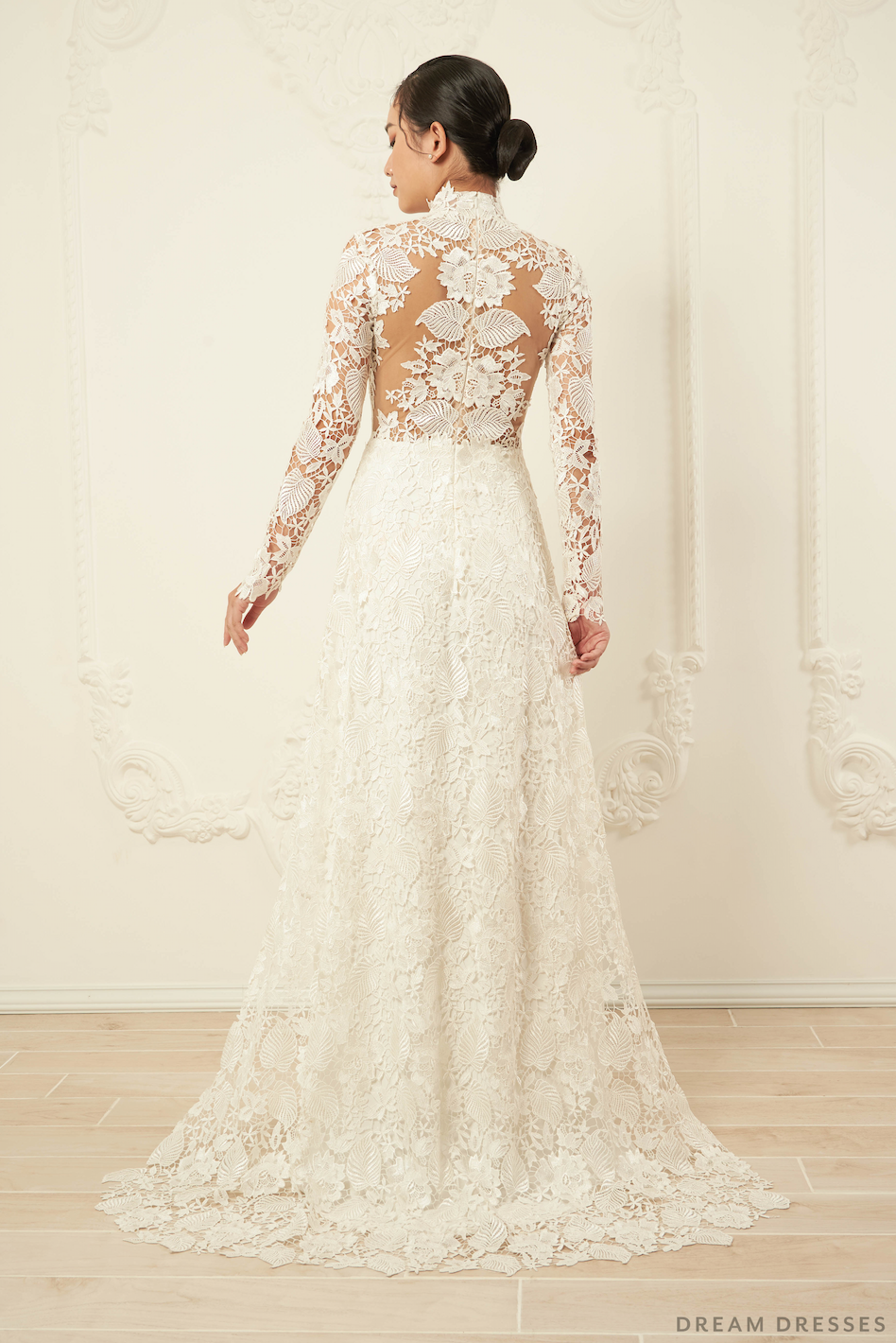 White Bridal Ao Dai | Traditional Vietnamese Lace Bridal Dress (#JAYLA) - Dream Dresses by P.M.N.