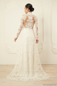 White Bridal Ao Dai | Traditional Vietnamese Lace Bridal Dress (#JAYLA) - Dream Dresses by P.M.N.