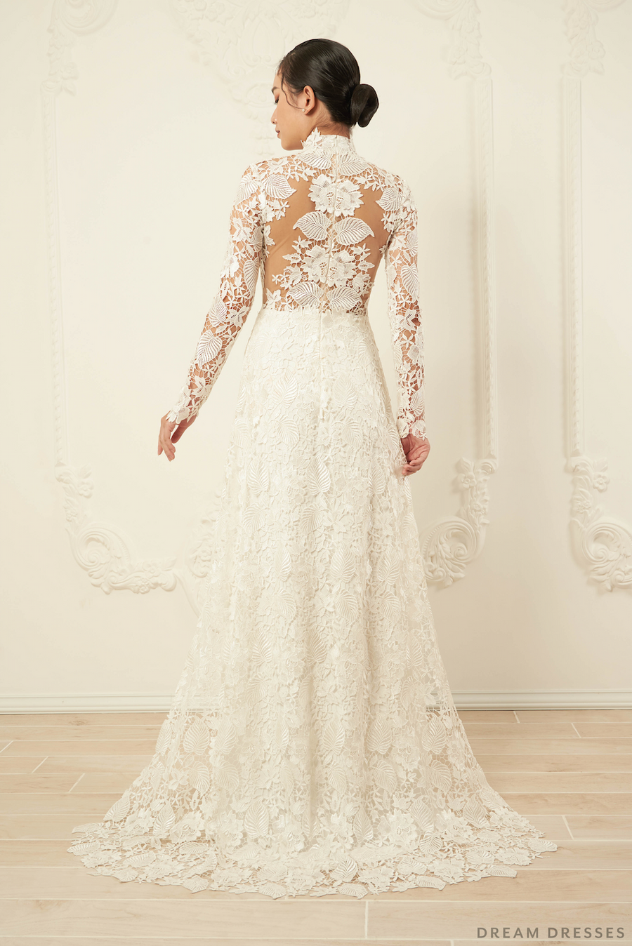 White Bridal Ao Dai | Traditional Vietnamese Lace Bridal Dress (#JAYLA) - Dream Dresses by P.M.N.
