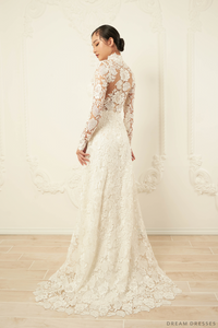 White Bridal Ao Dai | Traditional Vietnamese Lace Bridal Dress (#JAYLA) - Dream Dresses by P.M.N.