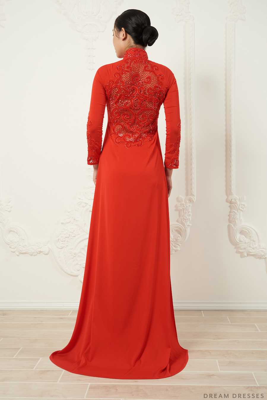 Red Bridal Ao Dai | Traditional Vietnamese Silk Bridal Dress (#LEANNA) - Dream Dresses by P.M.N.